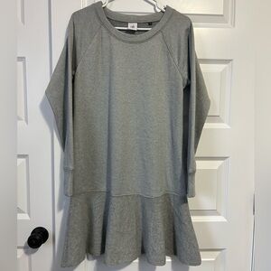 CAbi Flashdance Gray Long Sleeve Sweater Dress with Ruffle Hem